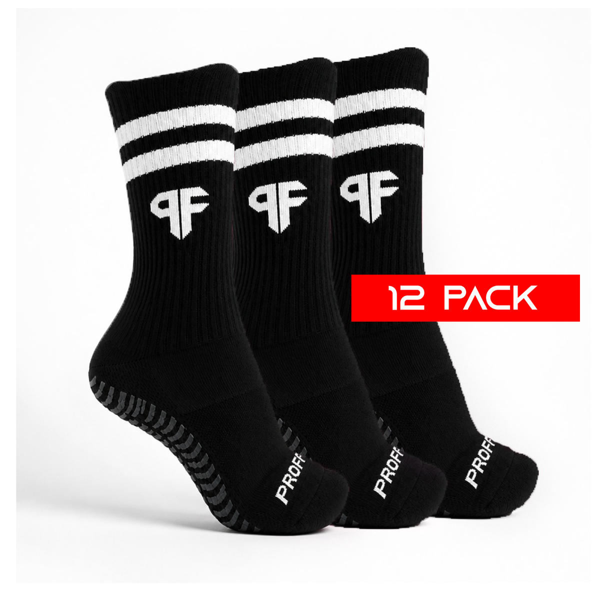 12 Pack de calcetas con antiderrapantes negro