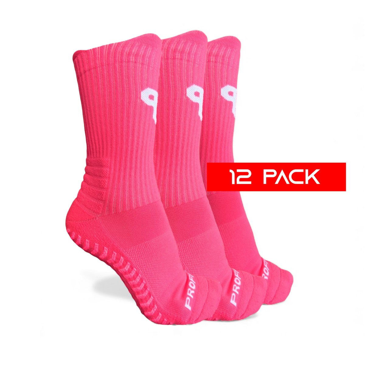 12 Pack de calcetas con antiderrapantes rosa
