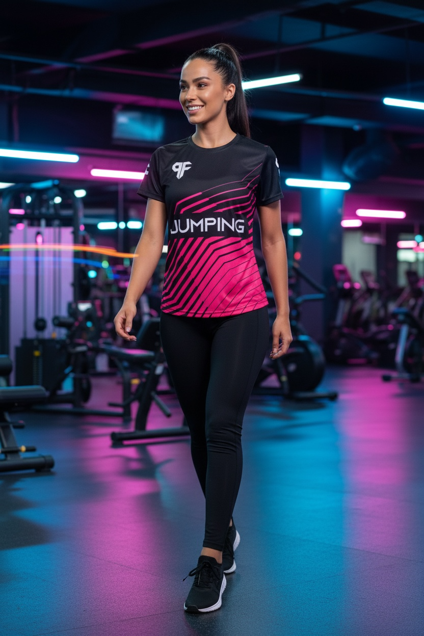 Jersey Jumping Rosa y negro Mujer