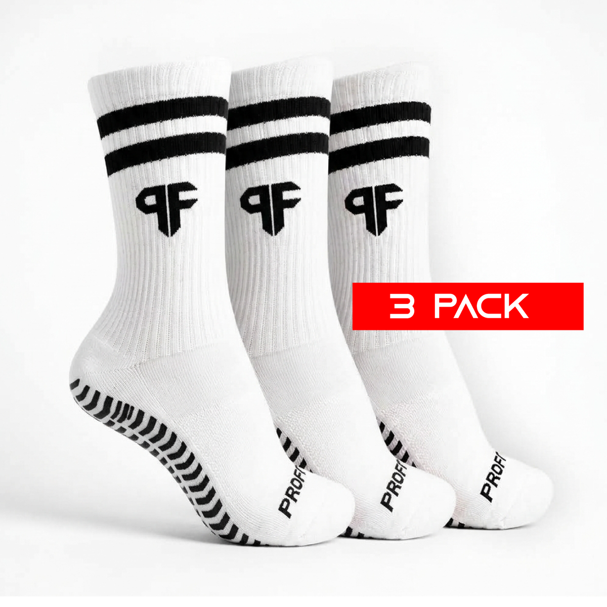 3 Pack de calcetas blancas con antiderrapantes