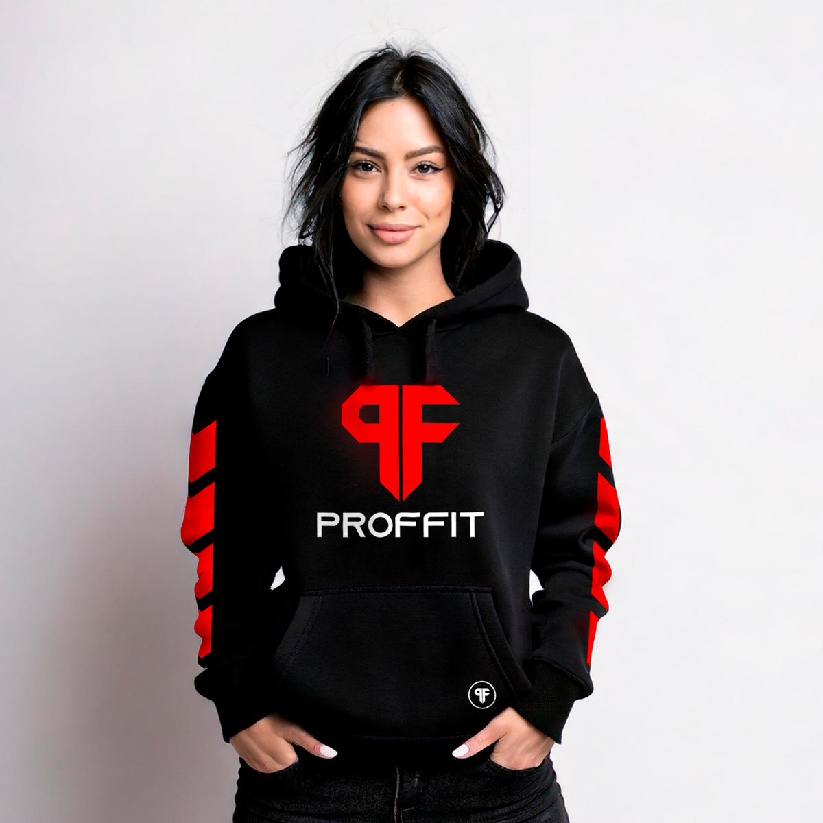 Sudadera Proffit Negro/Rojo Mujer